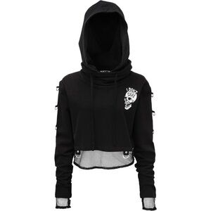 KILLSTAR Black Cropped Hooded Women's Top